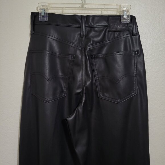 NWT Levi's 70's High Flare Faux Leather Black Pants Size 27 - Picture 8 of 14